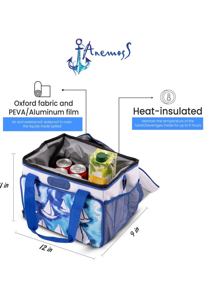 Anemoss Insulated Lunch Bag, 18.5L Large Capacity, Sail Design Food Storage Thermal Bag, Waterproof and Leakproof Insulated Lunch Bag for Men and Women, Cooler Bags for Picnic Hiking Beach, Multicolor - Image 3