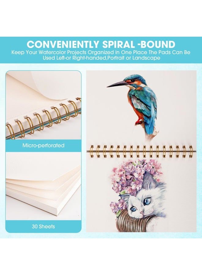 HONIBRA Watercolor Paper Pad 5.5" x 8.5", 30 Sheets 140lb/300g Cold Press Small Watercolor Sketchbook, Spiral Bound Watercolor Journal for Adults & Kids Exercises or Mixed Media Drawing and Markers - Image 3