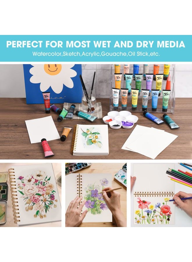 HONIBRA Watercolor Paper Pad 5.5" x 8.5", 30 Sheets 140lb/300g Cold Press Small Watercolor Sketchbook, Spiral Bound Watercolor Journal for Adults & Kids Exercises or Mixed Media Drawing and Markers - Image 5