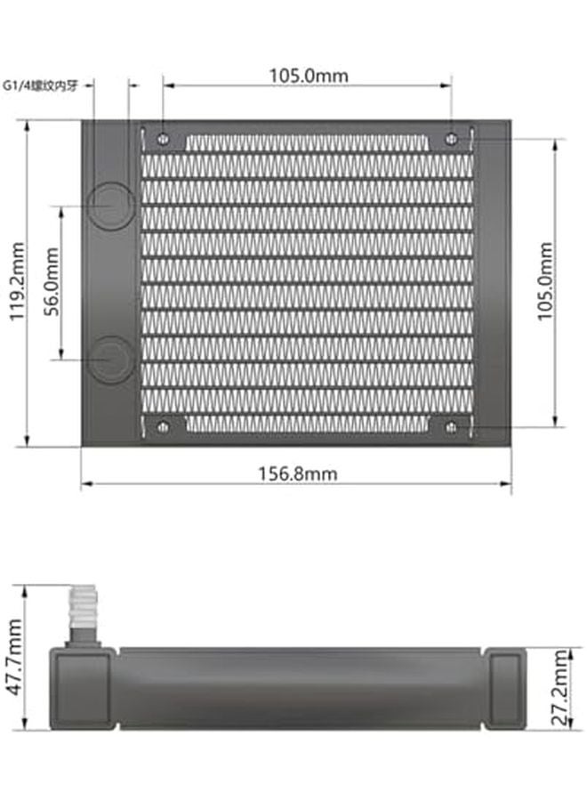 مشتت حرارة ماء للألومنيوم للكمبيوتر الشخصي مقاس 120 مم، مقطع منخفض، منفذ خيط 1/4 بوصة، ملحق تبريد سائل - Image 5