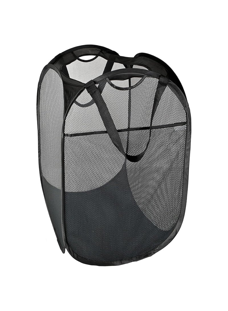 Raxoom Collapsible Laundry Hamper with High Carbon Steel Frame – Foldable Pop-Up Laundry Basket,| Heavy-Duty Space-Saving Laundry Bag for Home, College Dorm, 50L Storage(Black) - Image 1