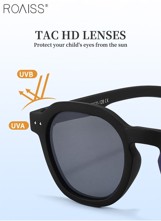 roaiss - Round Polarized Sunglasses for Kids, UV400 Protection Cute Beach Holiday Sun Glasses with Lightweight Flexible TPEE Frame for Boys Girls and Children Age 3-12, 43mm - Image 1