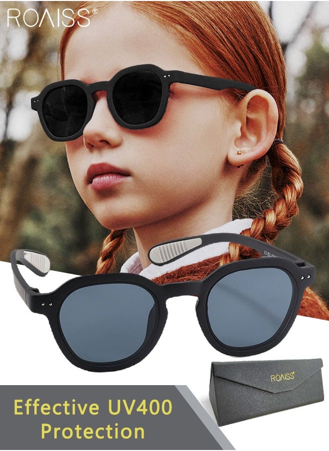 roaiss - Round Polarized Sunglasses for Kids, UV400 Protection Cute Beach Holiday Sun Glasses with Lightweight Flexible TPEE Frame for Boys Girls and Children Age 3-12, 43mm - Image 1