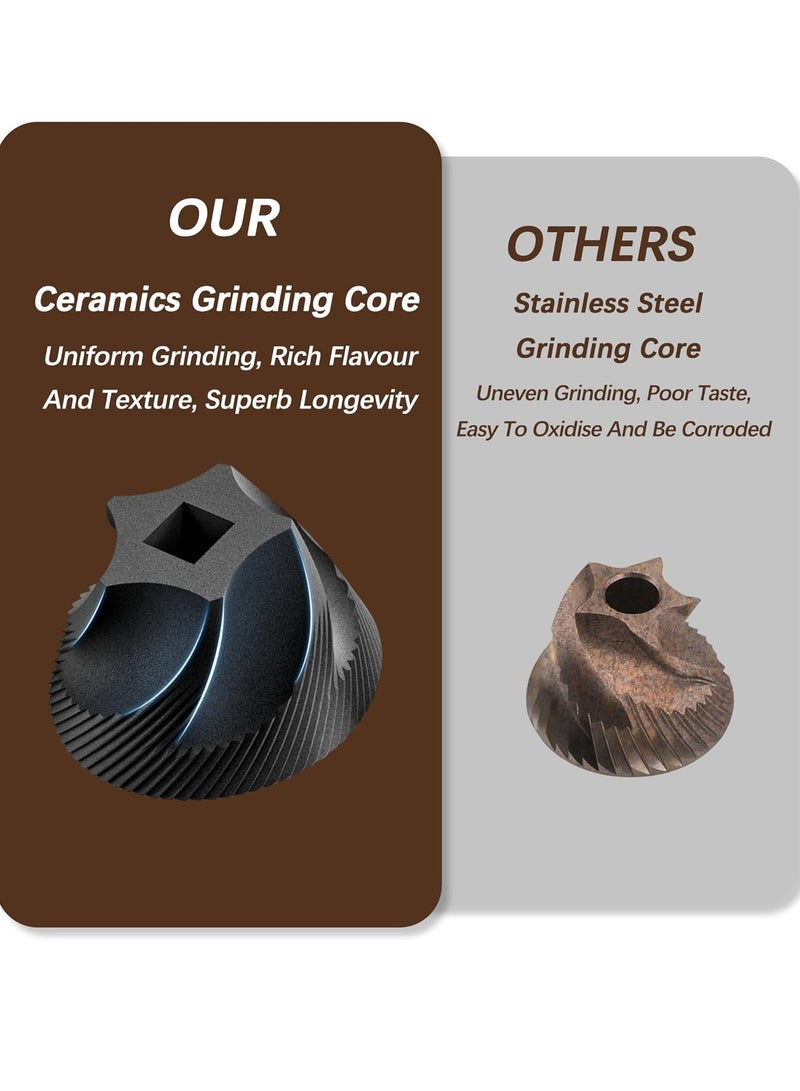 Lezonic Manual Coffee Grinder, Adjustable Coarseness, Ceramic Grinding, Portable Coffee Grinder Manual for Aeropress, Hand Pour, French Press, Espresso - Image 3