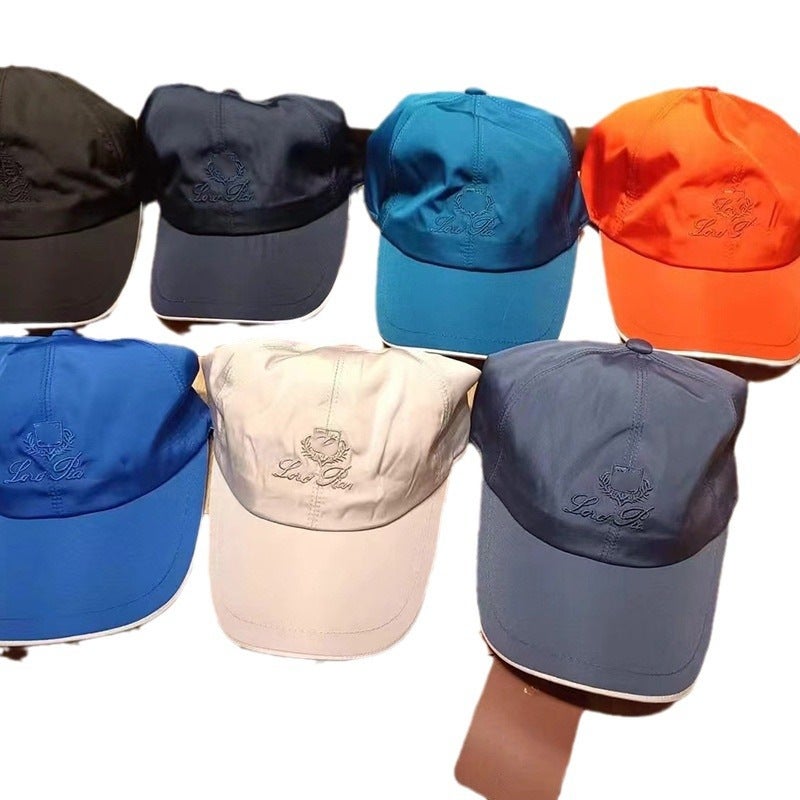 Loro Piana Summer Breathable Embroidered Fashion Cap Black  - Image 2