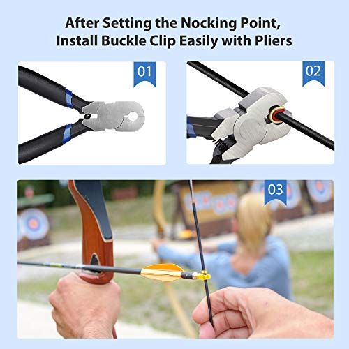 Zonon Bow String Nocking Points Pliers Strings Knock Set T Shape Bow Square Ruler Nocking Buckle Pliers Recurve Turning Kit Archery(Dark Blue) - Image 5