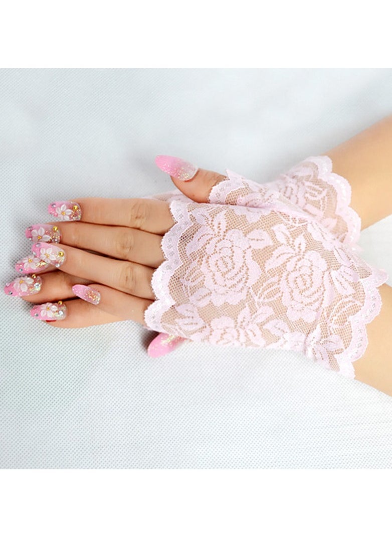Generic - Fingerless Lace Gloves Wrist Length Flower Lace Gloves Bridal Wedding Gloves - Image 1