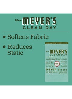 MRS. MEYER'S CLEAN DAY Dryer Sheets, Fabric Softener, Reduces Static, Infused with Essential Oils, Basil, 80 Count - pzsku/ZF458855620740DCF950BZ/45/_/1736571340/6ee7afe1-c91f-4c73-bea8-3df2f2b87555