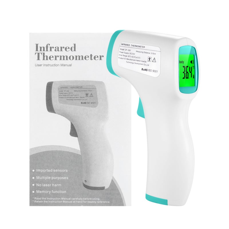 Infrared Thermometer Forehead Thermometer 32 Data Storage Non Contact Thermometers with Tri-colored Backlit LCD Fever Alarm High Precision Handheld Temperature Meter - Image 4
