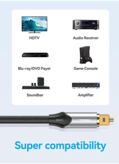 KASTWAVE Digital Optical Audio Cable 3.3ft Nylon Braided Fiber, Slim Metal Case, Gold Plated Plug, Toslink Fiber Optic Audio Cable for Sound Bar TV PS4 S*msung Vizio Bose LG, 1 Pcs  - Image 5