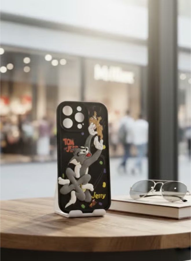 Grace Case back cover Apple Iphone 16 PRO MAX - Playful: Black Silicone Tom & Jerry Phone Case - Cute Cartoon Classic Animation Series Cover for iphone 16 pro max - Image 1