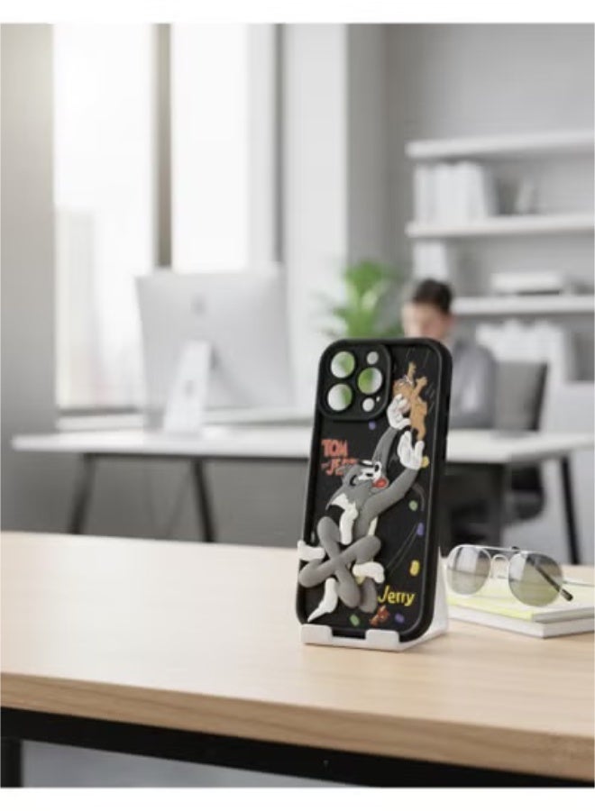 Grace Case back cover Apple Iphone 16 PRO MAX - Playful: Black Silicone Tom & Jerry Phone Case - Cute Cartoon Classic Animation Series Cover for iphone 16 pro max - Image 2