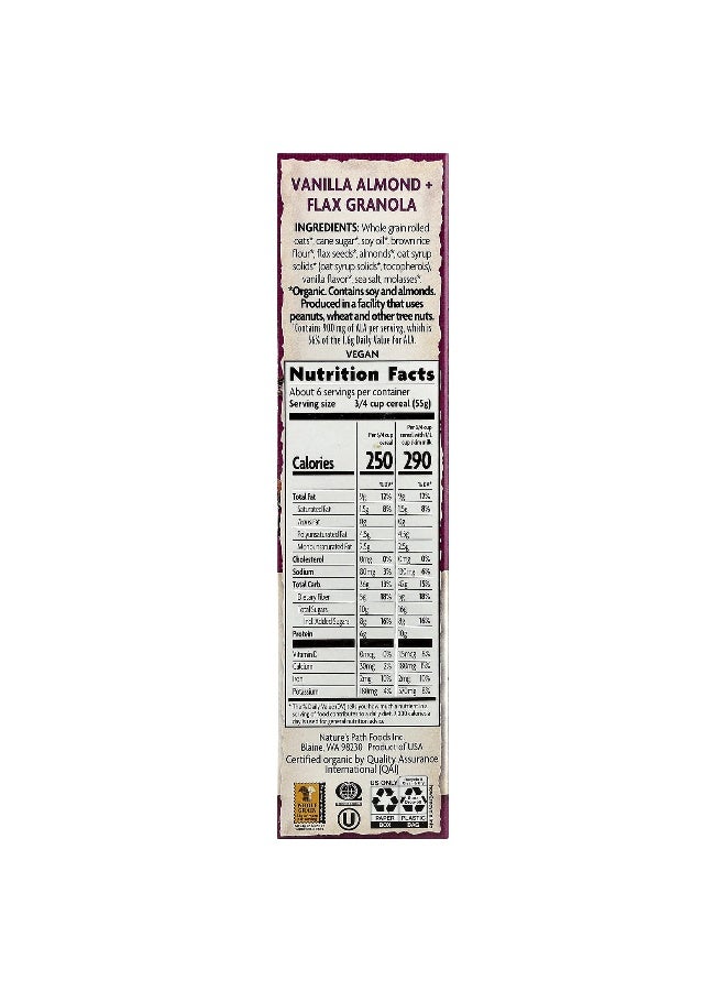 Nature's path Nature's Path, Organic, Vanilla Almond + Flax Granola Cereal, 11.5 oz (325 g) - Image 2