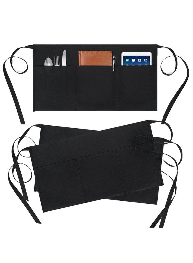 BOHARERS 3 Pack Server Aprons With 3 Pockets, Oil & Waterproof Waitress Waiter Short Half Waist Apron - Image 1