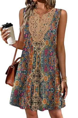 Sipaya Western Dresses for Women 2026 Summer Vestidos Casuales para Mujer Boho Chic Sping Dress V Neck Sundresses Cowgirl Outfits Country Concert Orange Printed L - Image 2