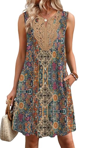 Sipaya Western Dresses for Women 2026 Summer Vestidos Casuales para Mujer Boho Chic Sping Dress V Neck Sundresses Cowgirl Outfits Country Concert Orange Printed L - Image 3