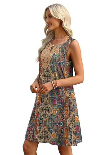 Sipaya Western Dresses for Women 2026 Summer Vestidos Casuales para Mujer Boho Chic Sping Dress V Neck Sundresses Cowgirl Outfits Country Concert Orange Printed L - Image 4