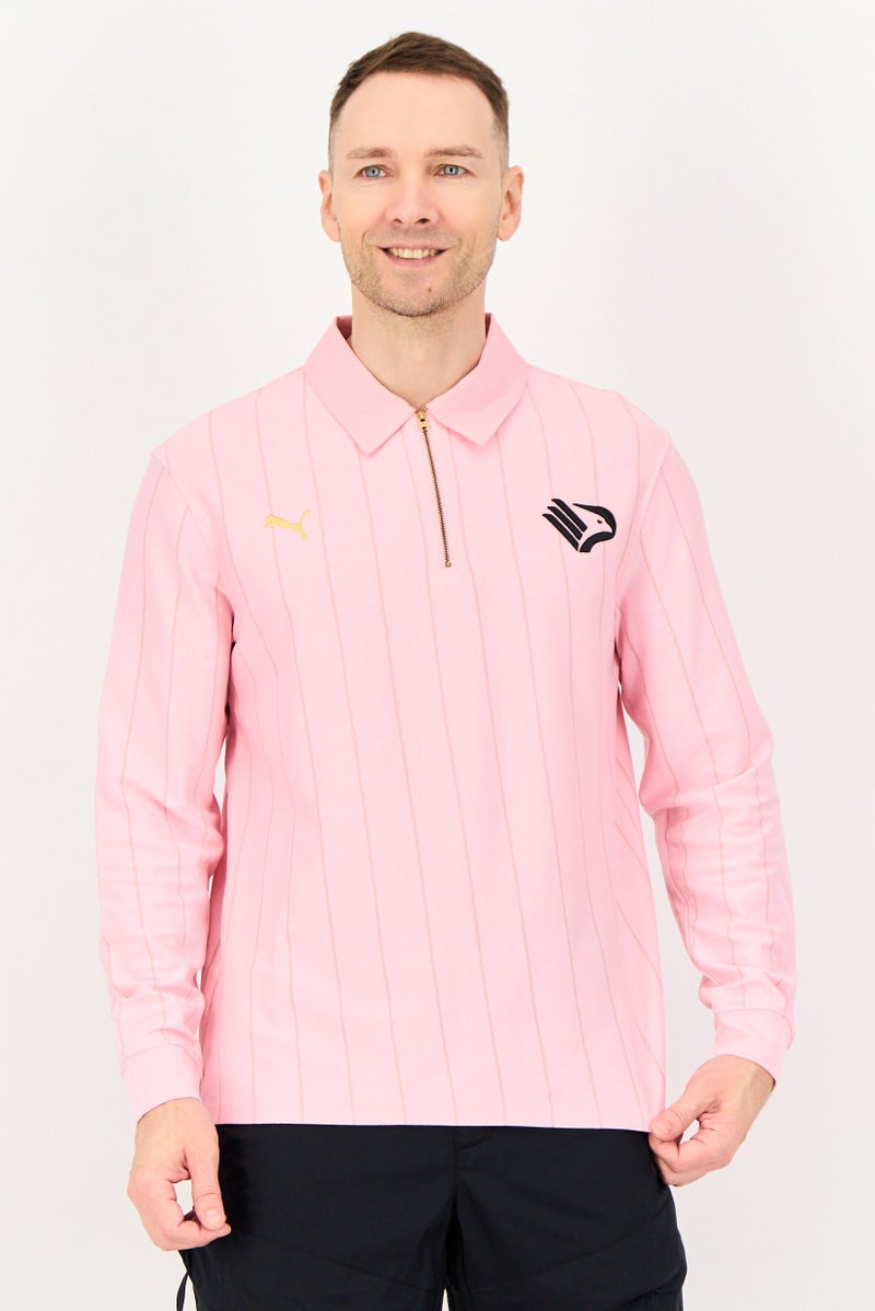 PUMA Palermo x Puma Men Sportswear Fit Long Sleeve Outdoor Polo Shirt, Pink - Image 1