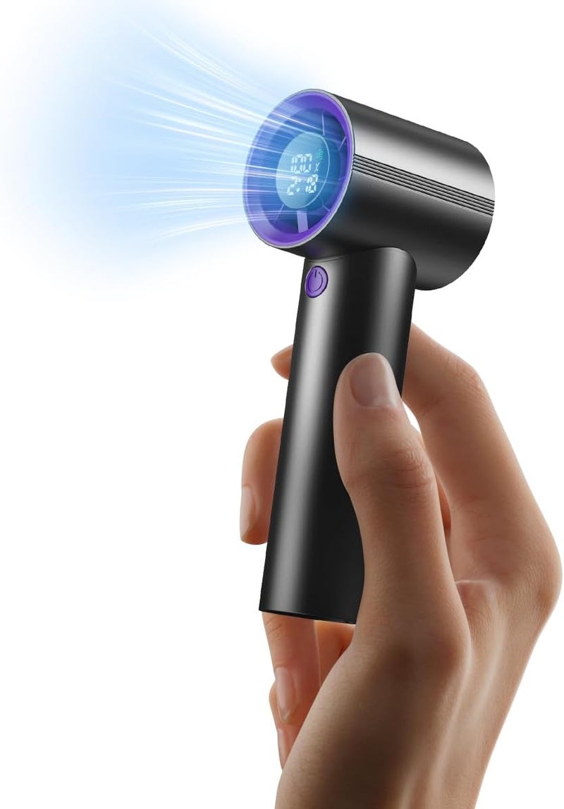 Kimguard Mini Handheld Fan, Speed(1-199) Powerful Turbo Portable Fan, 30000 RPM High Speed Moter [14H Max Cooling Time] 5000mAh Battery Rechargeable,Pocket Personal Small Travel GIfts for Women,Black Purple - Image 1