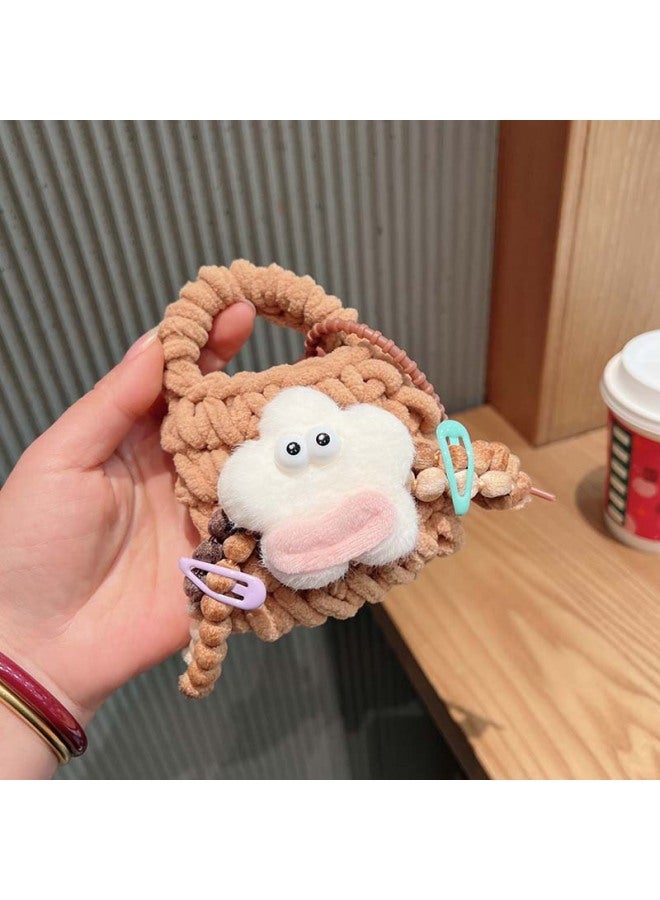 Knitted Earphone Bag Cartoon Cute Female Applicable Airpods1/2pro Protective Case Earphone Bag Crossbody Coin Purse 