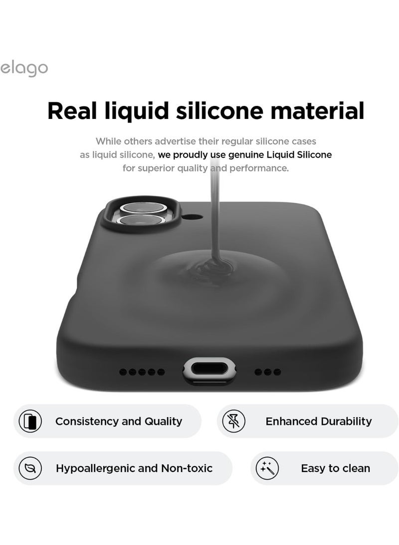 Elago Liquid Silicone for iPhone 16 Plus Case Cover Full Body Protection, Shockproof, Slim, Anti-Scratch Soft Microfiber Lining - Black - Image 3