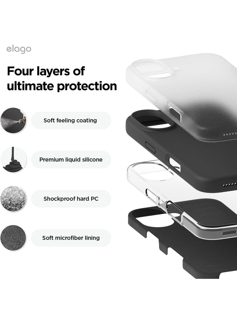 Elago Liquid Silicone for iPhone 16 Plus Case Cover Full Body Protection, Shockproof, Slim, Anti-Scratch Soft Microfiber Lining - Black - Image 4