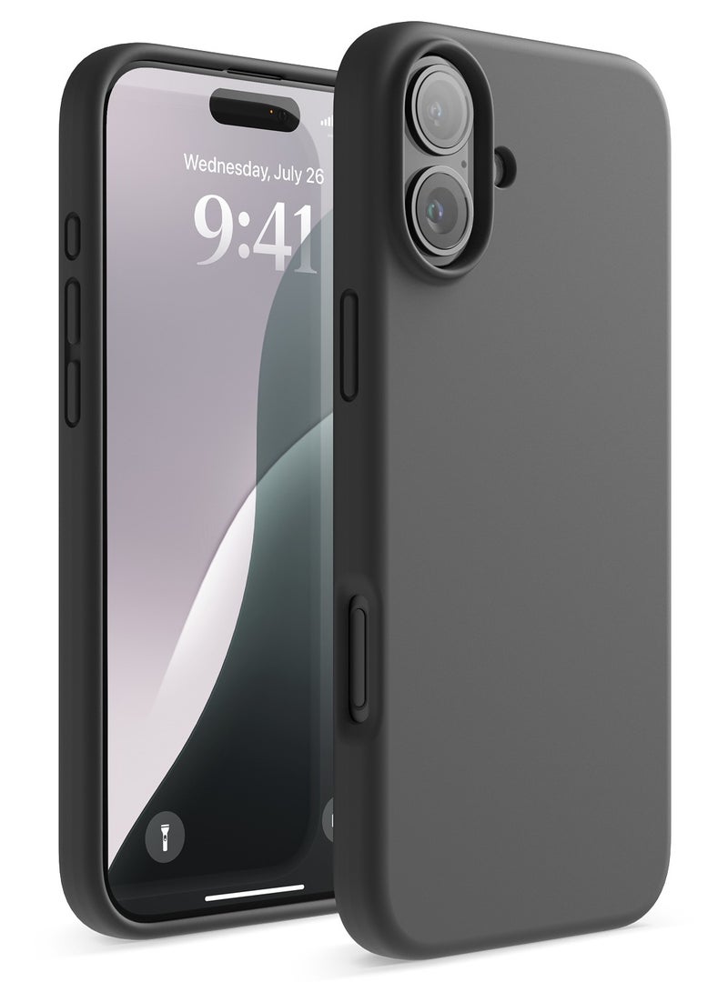Elago Liquid Silicone for iPhone 16 Plus Case Cover Full Body Protection, Shockproof, Slim, Anti-Scratch Soft Microfiber Lining - Black - Image 1