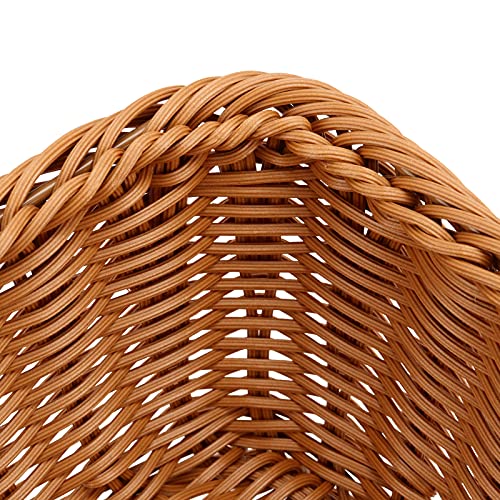 FUNSUEI 3 Pack 15.6 x 11.8 x 3.4 Inches Rectangular Poly Wicker Bread Baskets, Food Serving Baskets, Handmade Woven Pantry Organizer for Storing Bread, Vegetables, Fruits, Snacks and Crafts, Brown - Image 3