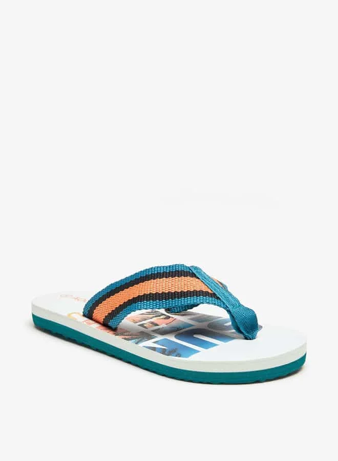 Aqua Boys Graphic Print Flip Flops