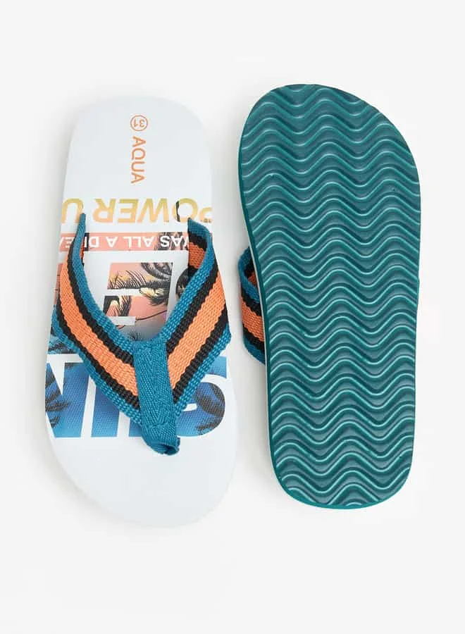 Aqua Boys Graphic Print Flip Flops