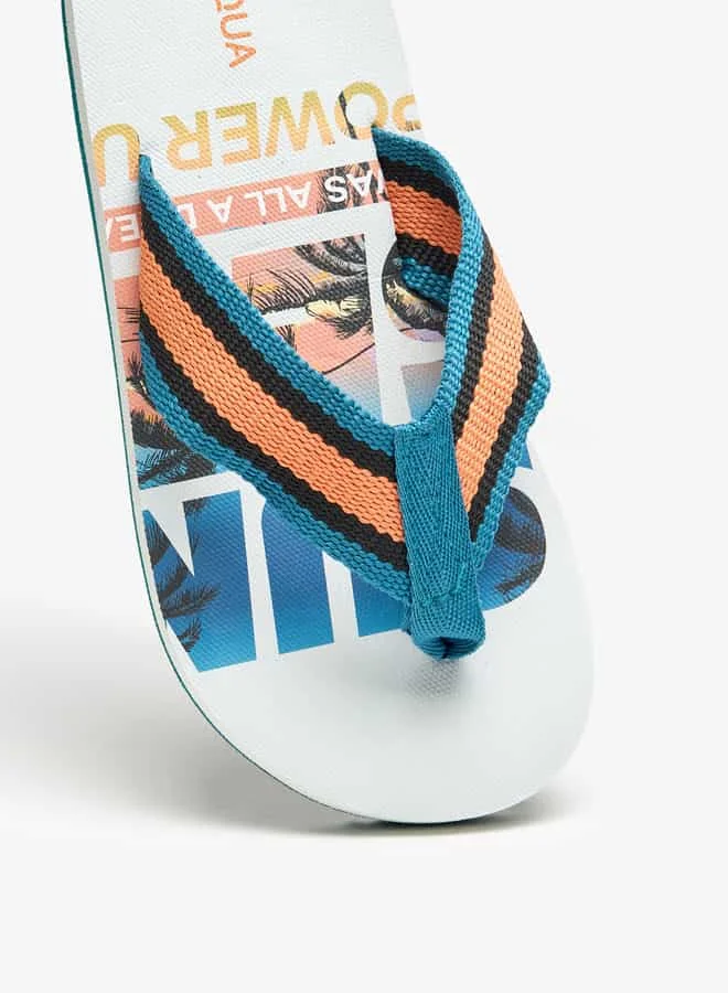 Aqua Boys Graphic Print Flip Flops