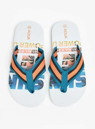 Aqua Boys Graphic Print Flip Flops