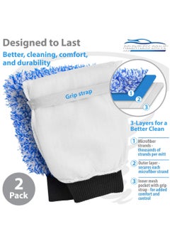 SYOSI Car Wash Mitt, Microfiber Sponge Mitt Scratch Free, Ultra Absorbent for Cars, Trucks, SUV, Boat and Motorcycle 2 Pack  - Image 3