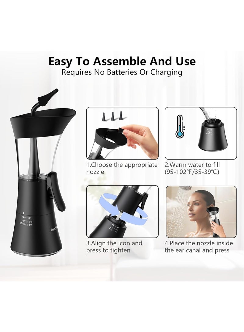 Auectfy Store Ear Wax Removal Kit - One-Hand Control Ear Cleaner Tool, Easy to Use Manual Ear Irrigation Flushing System with Soft Silicone Tip for Effective & Safe to Clean Ear Built Up Wax Home Use(Black) - Image 4