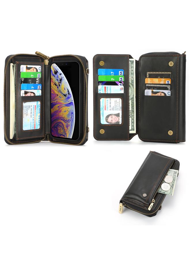 S-TOP Case For iPhone XS Crossbody Multi-functional Zipper Wallet Leather Phone Case - Image 2