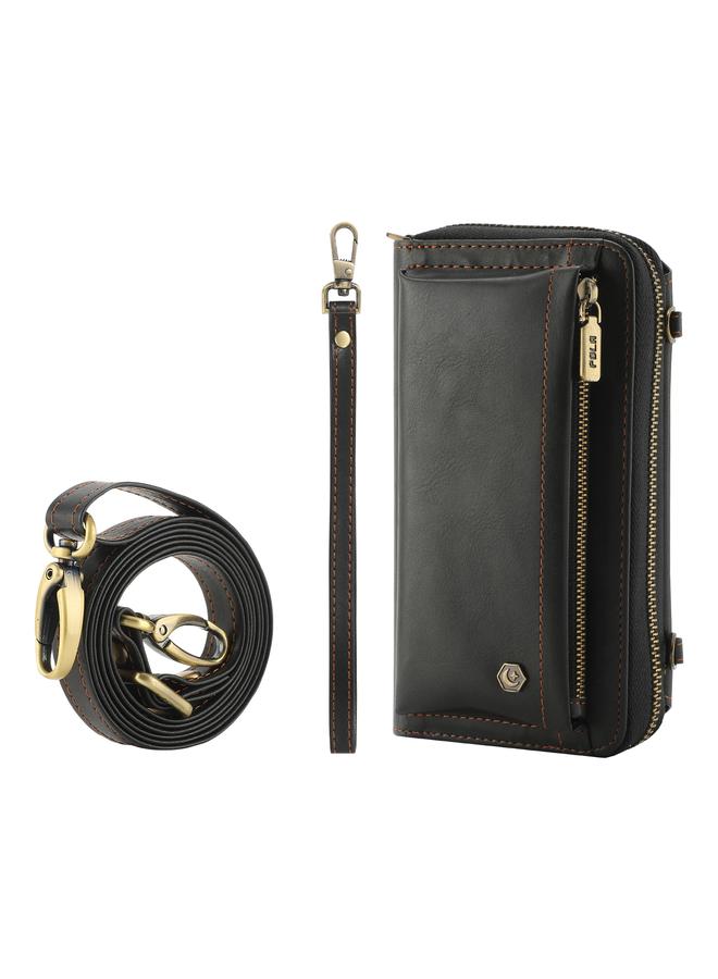 S-TOP Case For iPhone XS Crossbody Multi-functional Zipper Wallet Leather Phone Case - Image 5