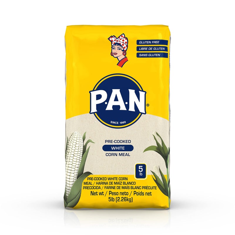 P.A.N. White Corn Meal – Pre-cooked Gluten Free and Kosher Flour for Arepas (5 lb/Pack of 1) - Image 1