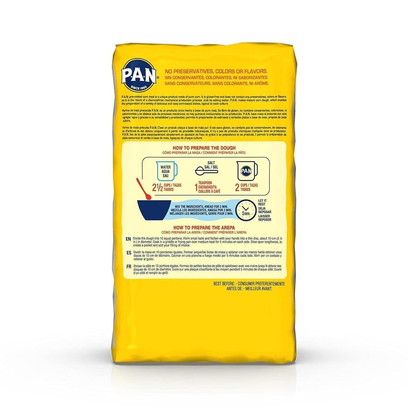 P.A.N. White Corn Meal – Pre-cooked Gluten Free and Kosher Flour for Arepas (5 lb/Pack of 1) - Image 4