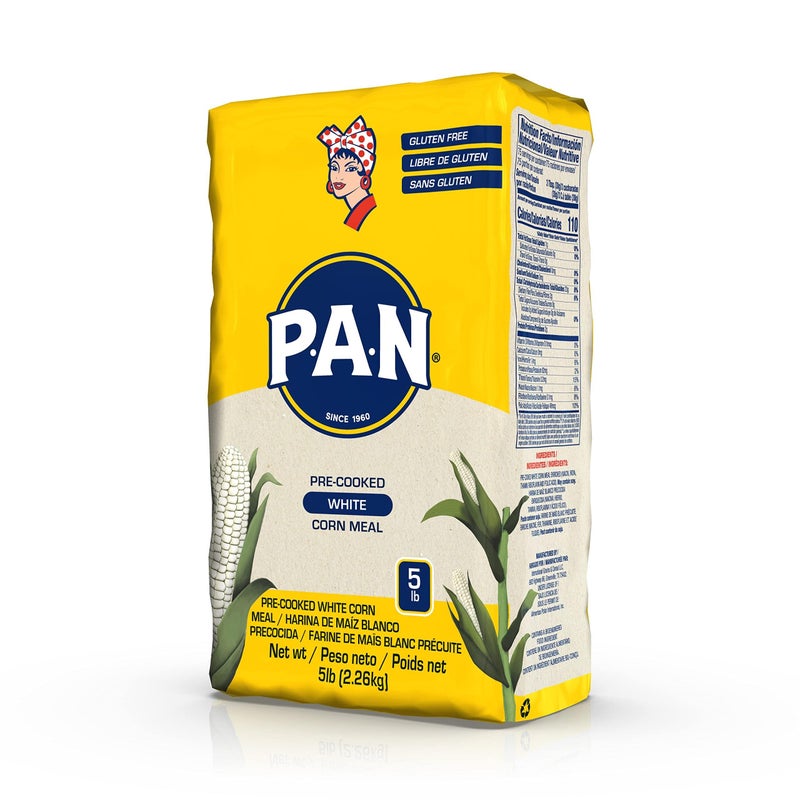 P.A.N. White Corn Meal – Pre-cooked Gluten Free and Kosher Flour for Arepas (5 lb/Pack of 1) - Image 2