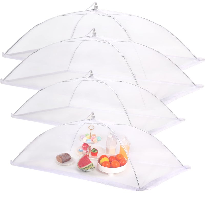 JULBEAR JULBEAR 4 Pcs Extra Large Mesh Food Cover Tent Umbrella Food Screen Covers for Outside Popup Mesh Reusable Food Nets for Parties Picnics Outdoor BBQs Collapsible 2 Pcs 40x24 2 Pcs 32x24 