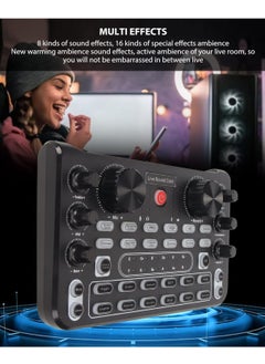 بورتوني بطاقة صوت X60 Live Broadcast بطاقة صوت متعددة التأثيرات الصوتية خلاط DJ خارجي ستيريو جسم معدني غير لامع بلوتوث تقليل الضوضاء بطاقة صوت مباشر للهاتف المحمول بث الكاريوكي والألعاب  - Image 2