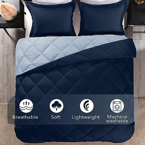 downluxe Queen Comforter Set - Blue and Sapphire Queen Comforter, Soft Bedding Sets for All Seasons -3 Pieces - 1 Comforter (88"x92") and 2 Pillow Shams(20"x26") - Image 5