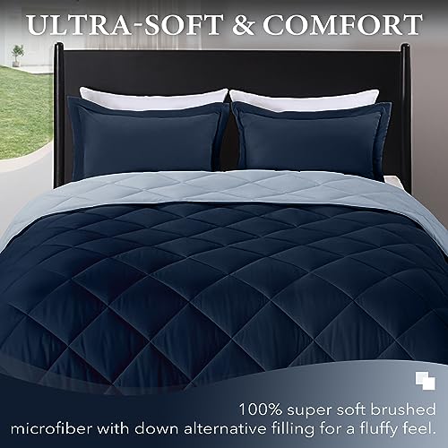 downluxe Queen Comforter Set - Blue and Sapphire Queen Comforter, Soft Bedding Sets for All Seasons -3 Pieces - 1 Comforter (88"x92") and 2 Pillow Shams(20"x26") - Image 2