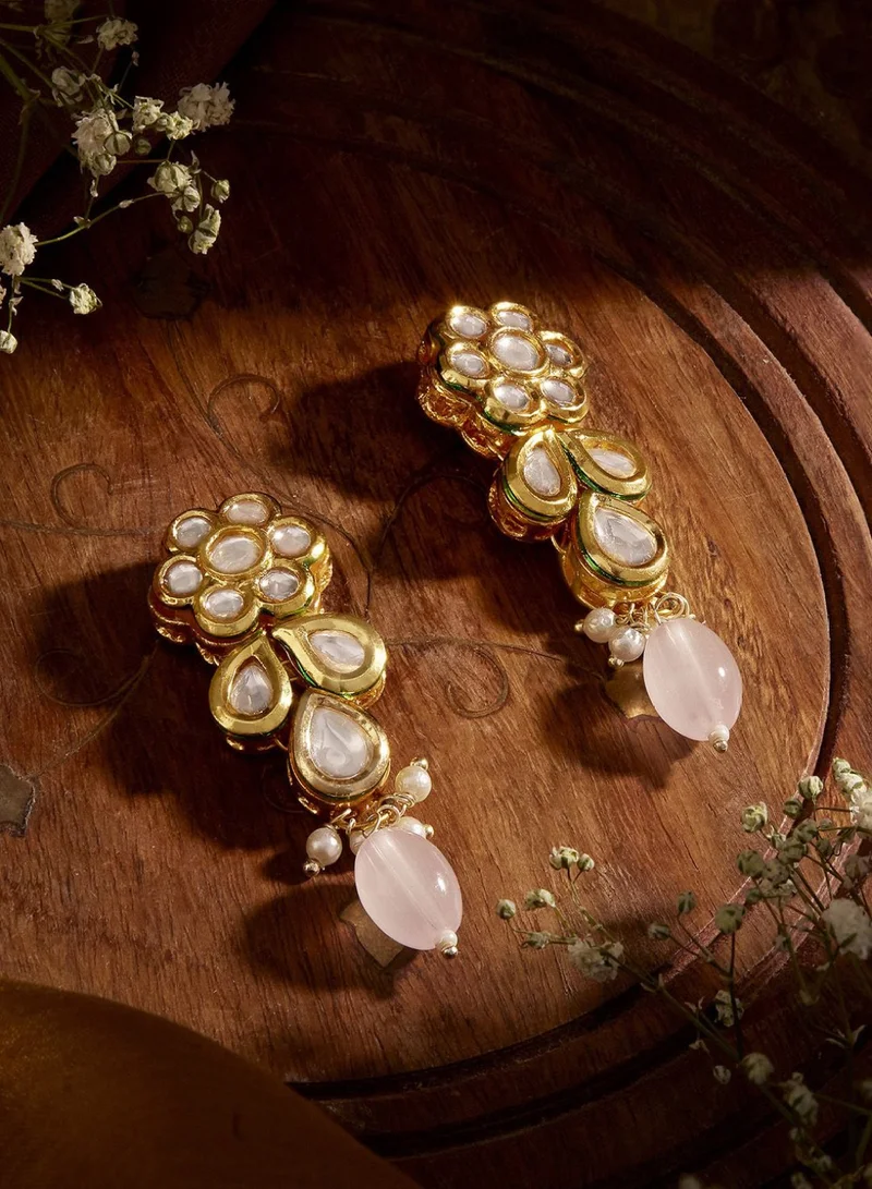 Priyaasi Kundan Studded Contemporary Drop Earrings