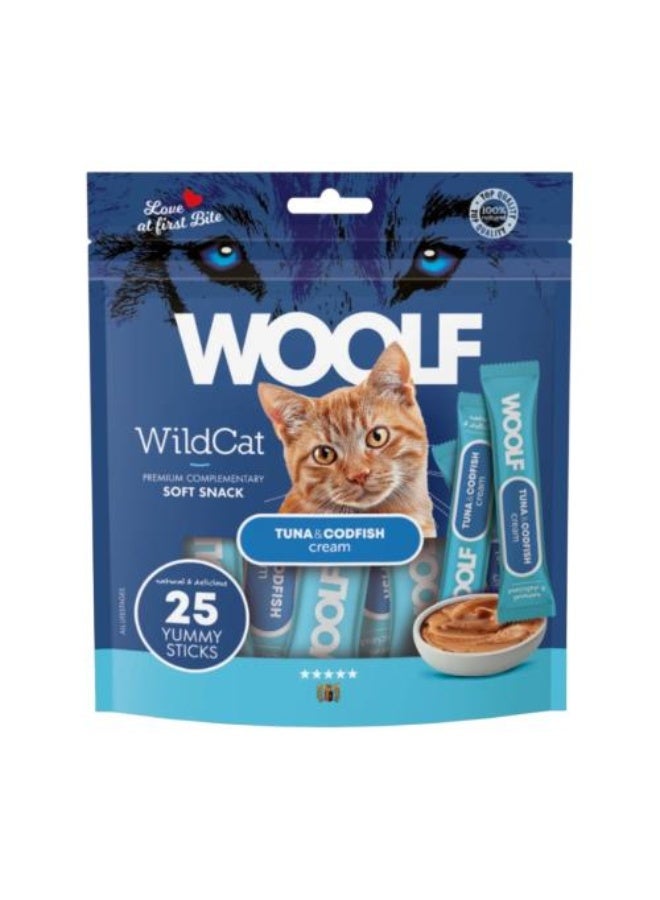 Woolf Wildcat Crem 25 Pcs - Tuna & Codfish 350 g