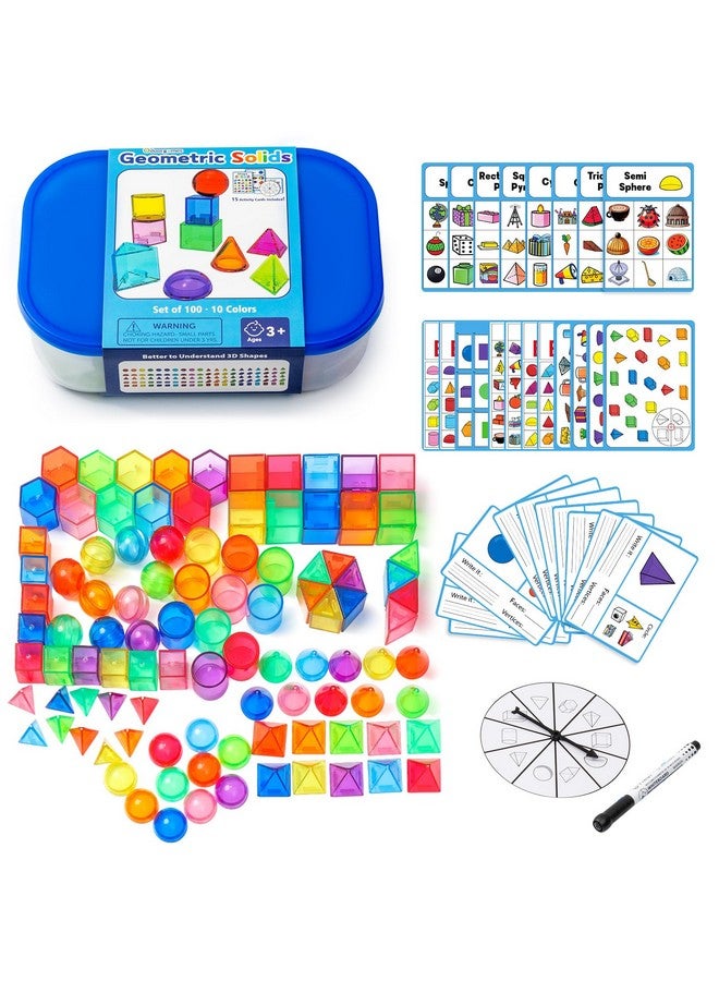Odoorgames 100 Pcs 3D Shapes for Teaching - Geometric Solids and Geometry Manipulatives for Classroom - Enhance Learning Experience - Image 1