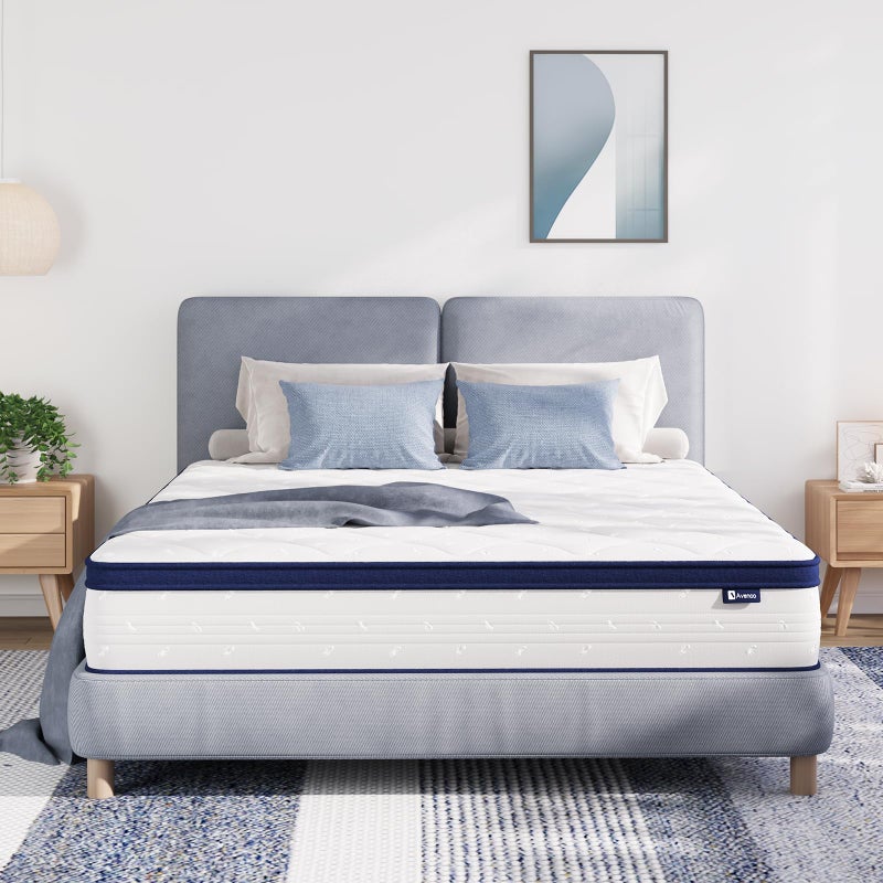 Avenco 14 Inch Queen Mattresses in a Box Hybrid Queen Size Mattresses with Comfort Foam and Pocket Coils for Pressure Relief Motion Isolation