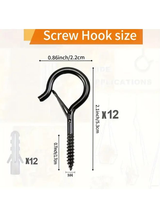 24 Packs Medium Heavy Duty Rust Resistant Iron Ceiling Hooks With Safety Lock - Image 1