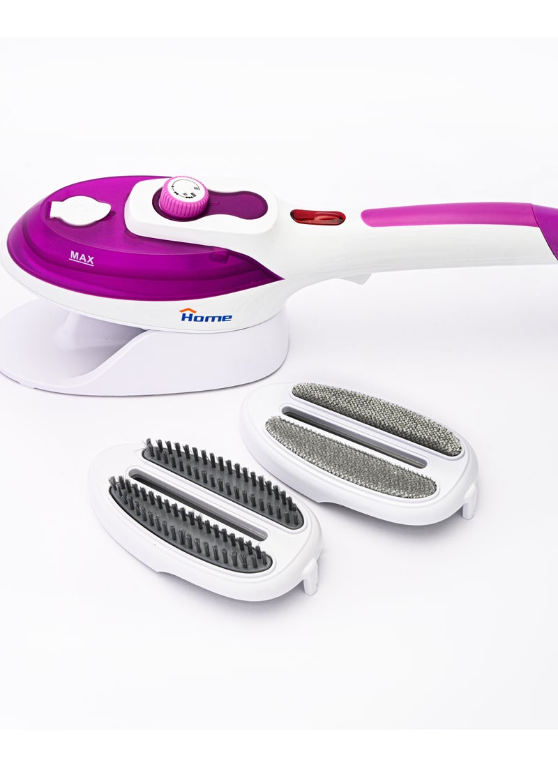 Home - Steam dryer  Power: 900W-20V-50Hz. Water tank capacity: 60ml. Dry ironing function. Suitable for home use and trips. Steam ironing. Includes a brush to remove fabrics and lint. Softens wrinkles and wrinkles from dresses, curtains, tablecloths and more. Faster and easier than ironing. - Image 1