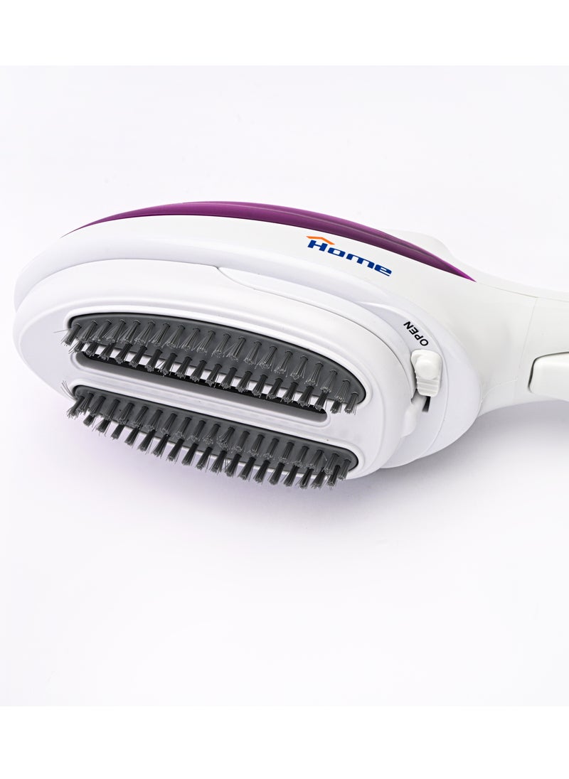 Home - Steam dryer  Power: 900W-20V-50Hz. Water tank capacity: 60ml. Dry ironing function. Suitable for home use and trips. Steam ironing. Includes a brush to remove fabrics and lint. Softens wrinkles and wrinkles from dresses, curtains, tablecloths and more. Faster and easier than ironing. - Image 1